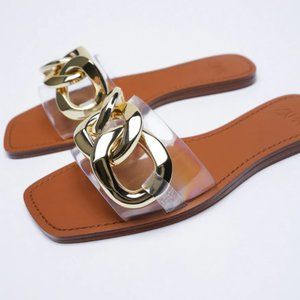 Zara - NEW - Transparent Chain Sandals - Size 8